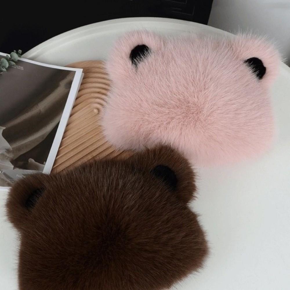 Plush Fluffy Bear Ear Fur Cap Thicken Beanie Hat Fashion Mongolian Hat Autumn and Winter