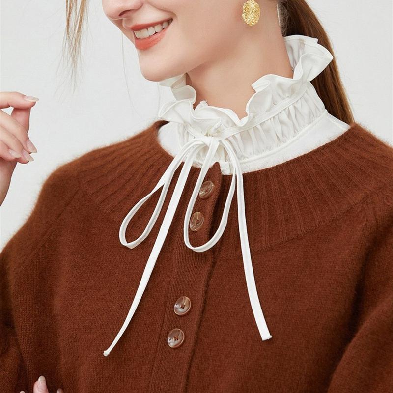 White Ruffle Decorative Collar Elegant Detachable Shirt False Collar Blouse Half Shirt Doll Collar For Women
