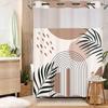 No Hook Shower Curtain with Snap In Liner and Liner Set, Boho Mid Century Sun Shower Curtain for Bathroom Decor 71x74 In