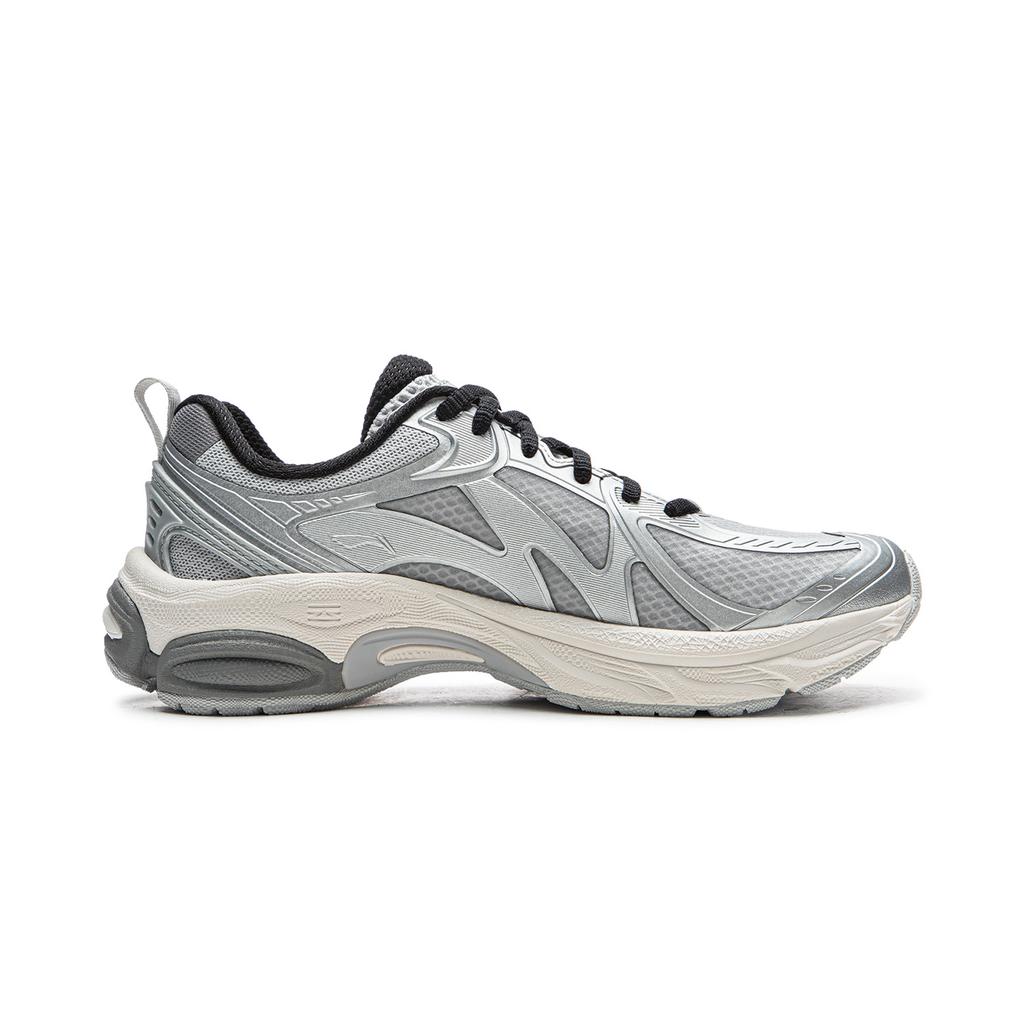 Li Ning Амортизирующие Скользкие Устойчивые к истиранию Упругие Низкие Кроссовки для бега Женские Серебристо-серые ARXW020-2