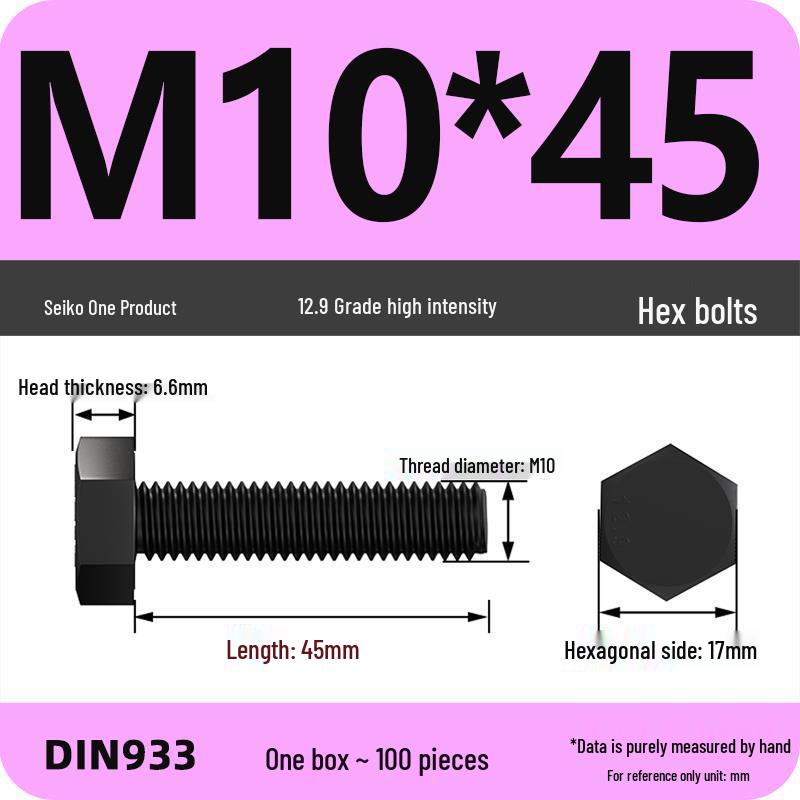 Набор шестигранных болтов высокой прочности Класса 12.9: Размеры M4-M16