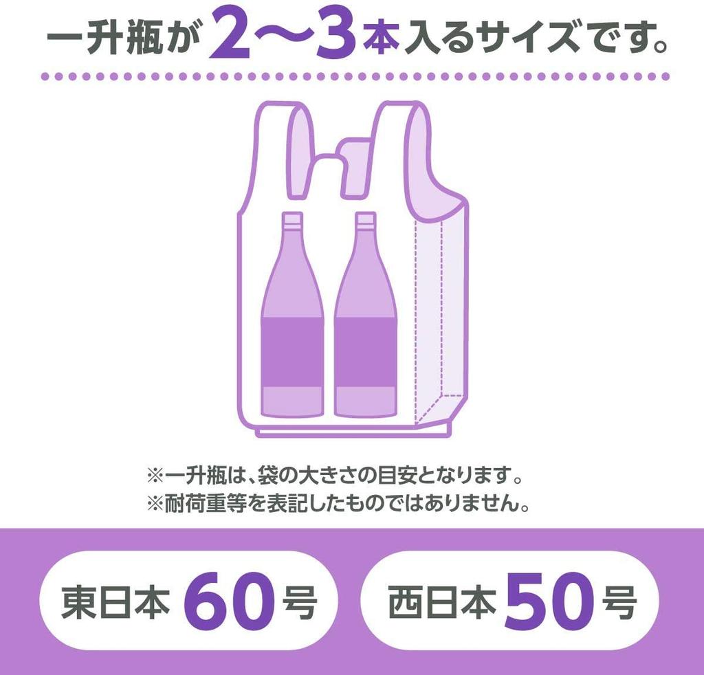 Japan Packs Milky White Shopping Wide Deep X 58cm Embossed Garbage 100 Bags Per Pack of 2 RE-60 Bags, 34.5cm + 14.5cm Long, 0.018mm Thick,