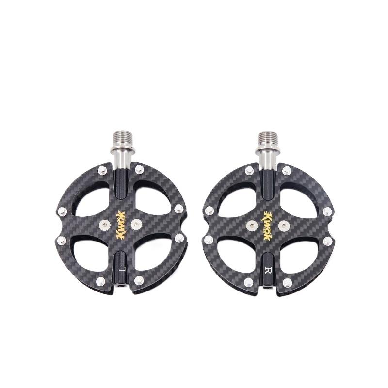 Kwok Carbon Fiber Bicycle Pedals Ultralight MTB Road 3 Bearing Pedals Titanium Alloy Axle Light Weight Bike Pedals Cycling Part