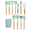 12 шт./набор кухонных принадлежностей с деревянной ручкой силиконовый кухонный инструмент для домашней кухни светло-зеленый