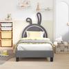 Children s Bed Frame with Headboard Light Grey 80 x 160 cm PU
