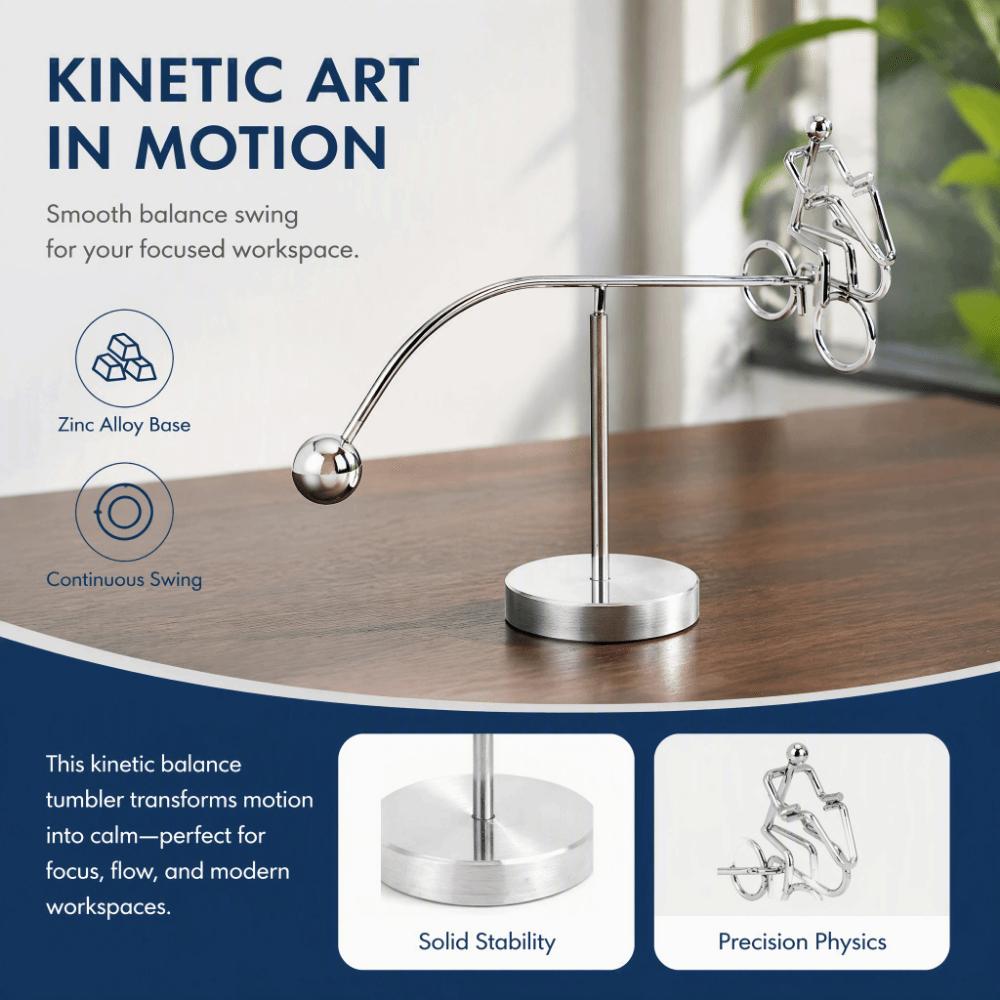 Glossy Metal Finish Metal Balance Sculpture Silver Tone Tabletop Balance Decor Home Decor