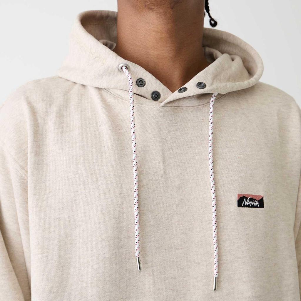 NANGA Eco Hybrid Mini Box Logo Embroidered Hoodie (Unisex) (XL, Oatmeal)