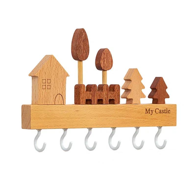 Крючок для ключей из цельного дерева, креативный настенный органайзер для ключей в прихожую без перфоратора