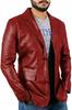 Men Genuine Lambskin Soft Leather Blazer Red Coat Handmade Stylish Formal Design