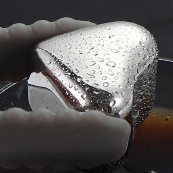 Камни для виски в форме сердца Многоразовые из нержавеющей стали 304 Не разбавляющие Охладители напитков для вина Коктейлей с щипцами Можно мыть в посудомоечной машине Охлаждающие блоки