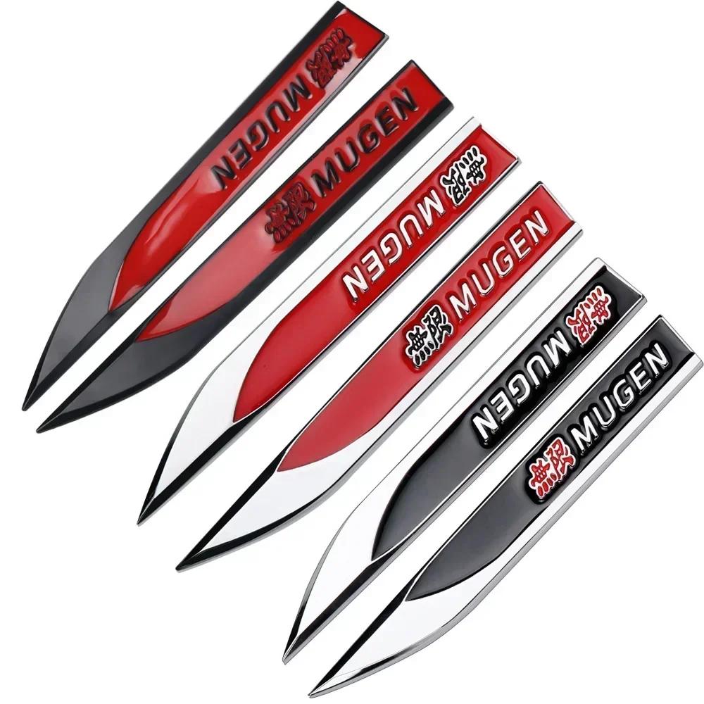 FIQ1 2pcs x Metal Mugen Logo Side Fender Emblem Badge Car Body Sticker Decal for Honda Civic City Jazz Accord Crv Fit Insight