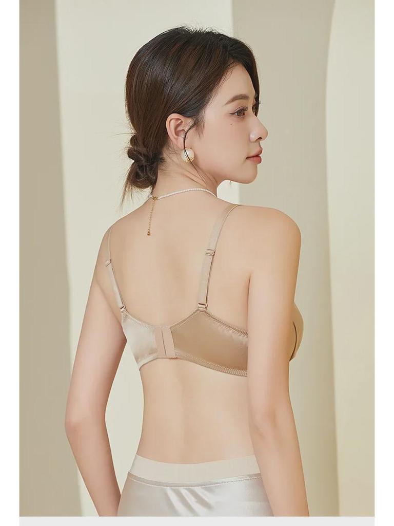 Бюстгальтер Tangge из двухслойного шелка со сборками - гладкий, без стали, тонкий, 19 момми