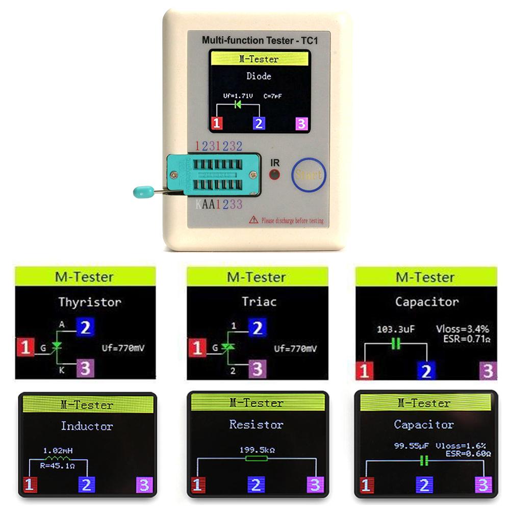 Транзисторный тестер TFT для диода, триода, измеритель емкости, LCR, ESR, NPN, PNP, MOSFET