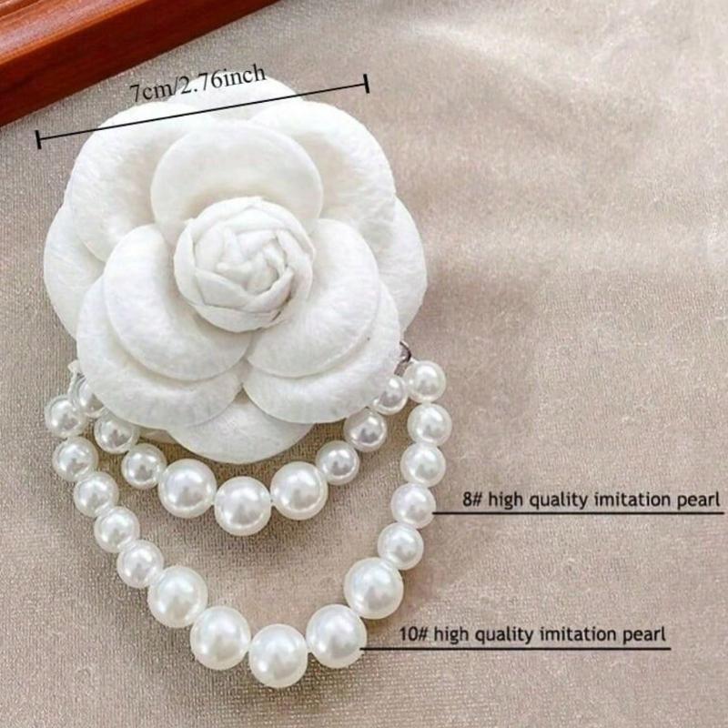 1 шт. Элегантная женская брошь-булавка с цветком камелии, кисточкой из искусственного жемчуга, для воротника рубашки, аксессуар для одежды, подарок на вечеринку и свадьбу, на День Святого Валентина