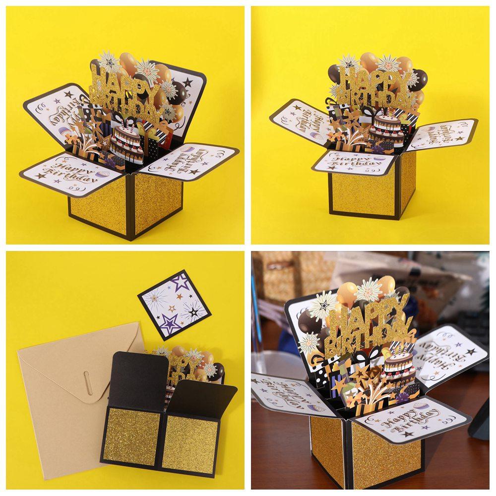 Wishing Happy Birthday Card Handmade Birthday Gift Card 3D Pop Up Birthday Greeting Card  Business