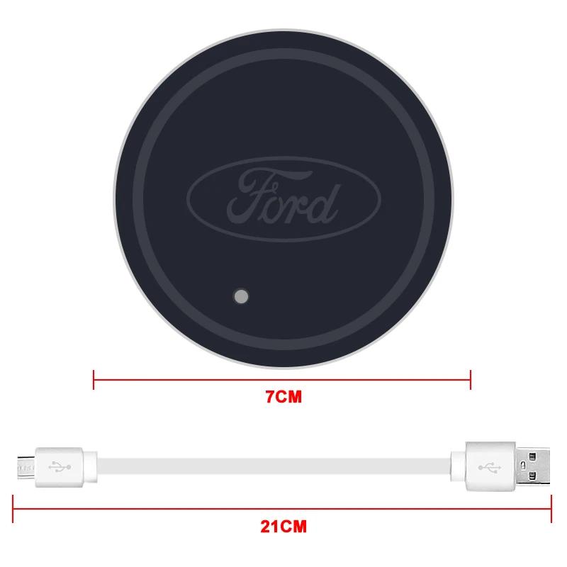 Автомобильная наклейка Ford 2 шт. Светящаяся подставка под стакан автомобиля Светящийся держатель для стакана воды в автомобиле Противоскользящий коврик Противоскользящая подкладка для Ford Ghia Focus Ranger Mo