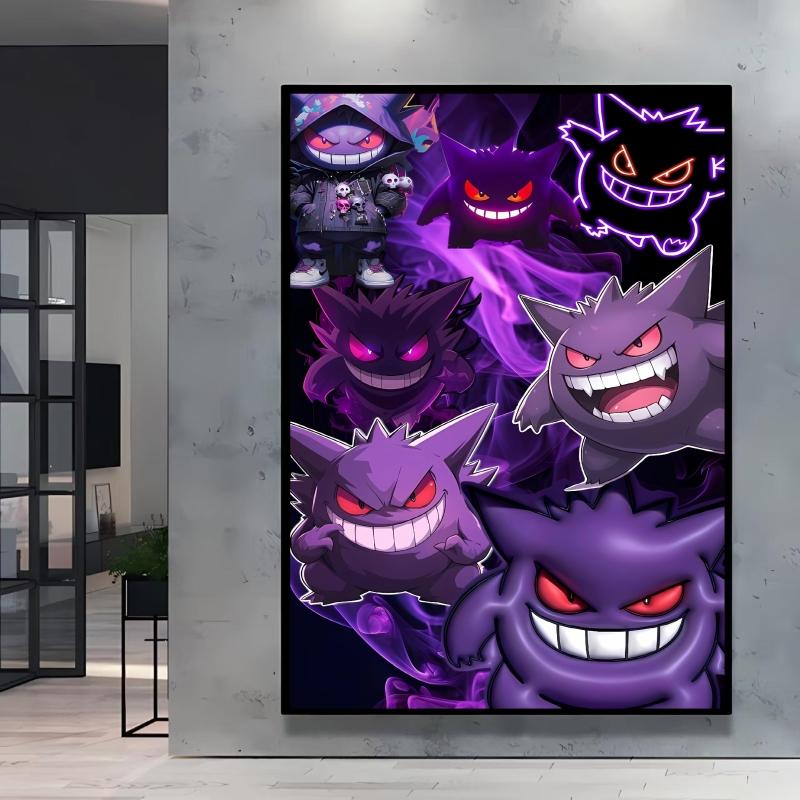 Canvas Artwork Painting Pokemon Gengar Poster Hd Prints Cartoon Character Picture Classic Modern Home Living Room Wall Decor