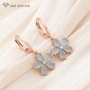 Stylish Rose Gold Color Cute Cubic Zirconia Flower Drop Earrings Jewelry Sets For Women Wedding Elegant Fashion Pendant Necklace