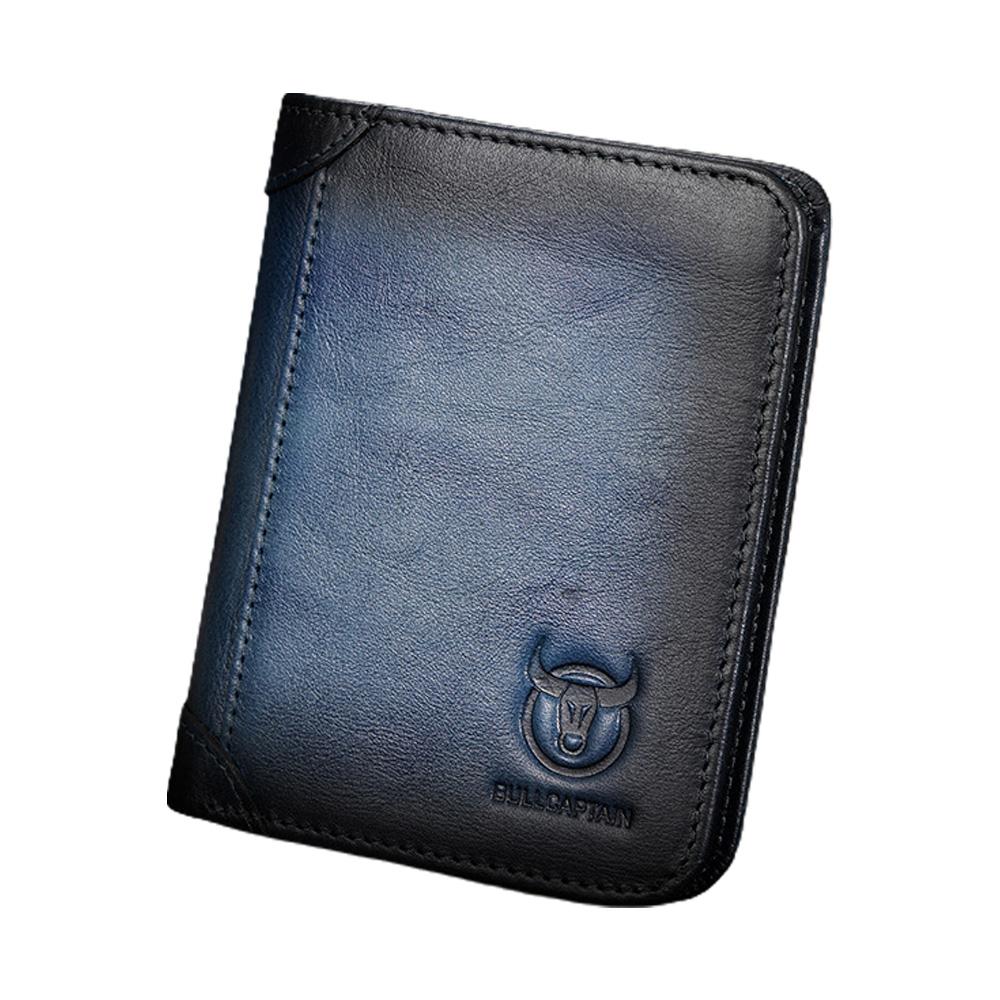 Мужской кошелек из натуральной кожи большой емкости, двойной складной кошелек с RFID-блокировкой, винтажный держатель для кредитных карт