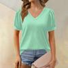 Женская модная футболка с коротким рукавом и V-образным вырезом, свободная повседневная футболка