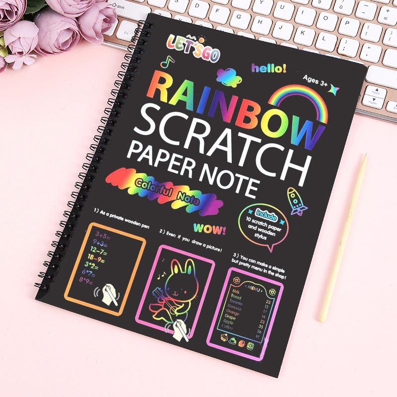 1 Set Children Diy Graffiti Book Montessori Educational Toys Rainbow Magic Scratch Off Paper For Kids Arts Scraping Painting Toy