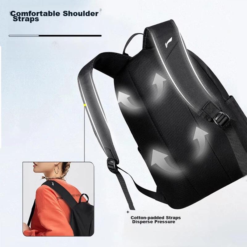 Li-Ning Travel Backpack, Large Capacity, Sports Bag, Casual and Business Trip, Yellow