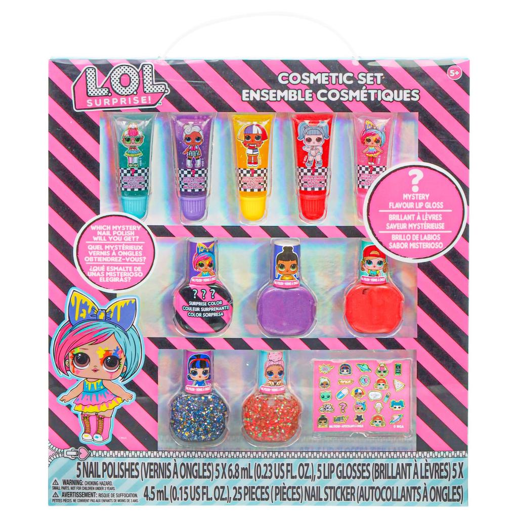 TownleyGirl LOL Nail Polish for Includes a Surprise Lip and Nail Set Peel-Off Kids, Bottle! Stickers, 11-Piece [Item]