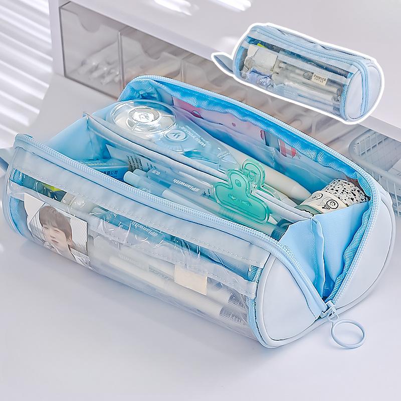 1 шт., простой пенал в креативном стиле, милый пенал ярких цветов, прозрачная сумка для канцелярских принадлежностей большой емкости