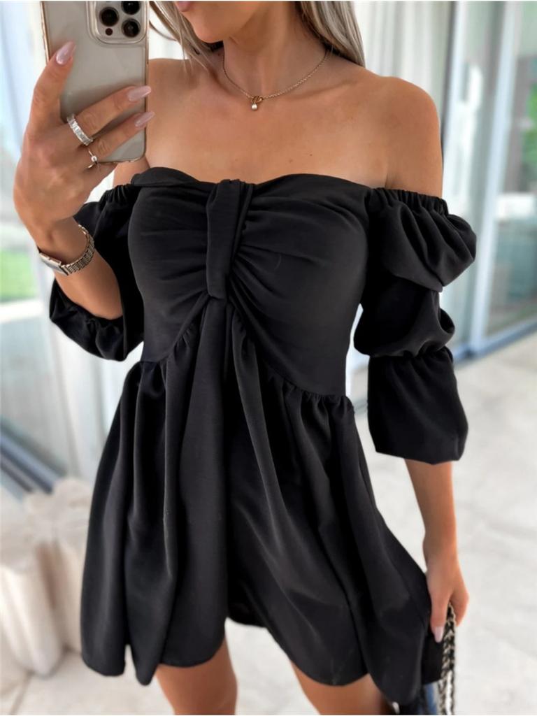 Off Shoulder Solid Color Dress Waist Hugging Elegant Strap Dress for Women Sleeveless Loose Dresses Causal Backless Dress
