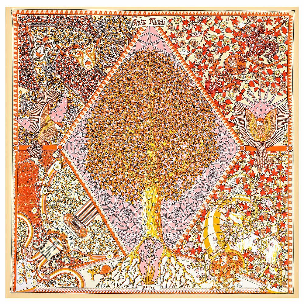 90cm Design Tree of Life Imitation Twill Silk Scarf Luxury Brand Square Scarves Women Hijab Scarf Foulard Neckerchief Bandana