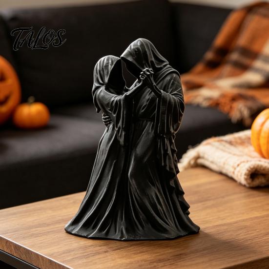 Декор для стола на Хэллоуин, Танцующая фигурка Жнеца (пара), 3D-печать, Скелет в готическом капюшоне, Креативные аксессуары для рабочего стола, Статуэтка, Темная эстетика