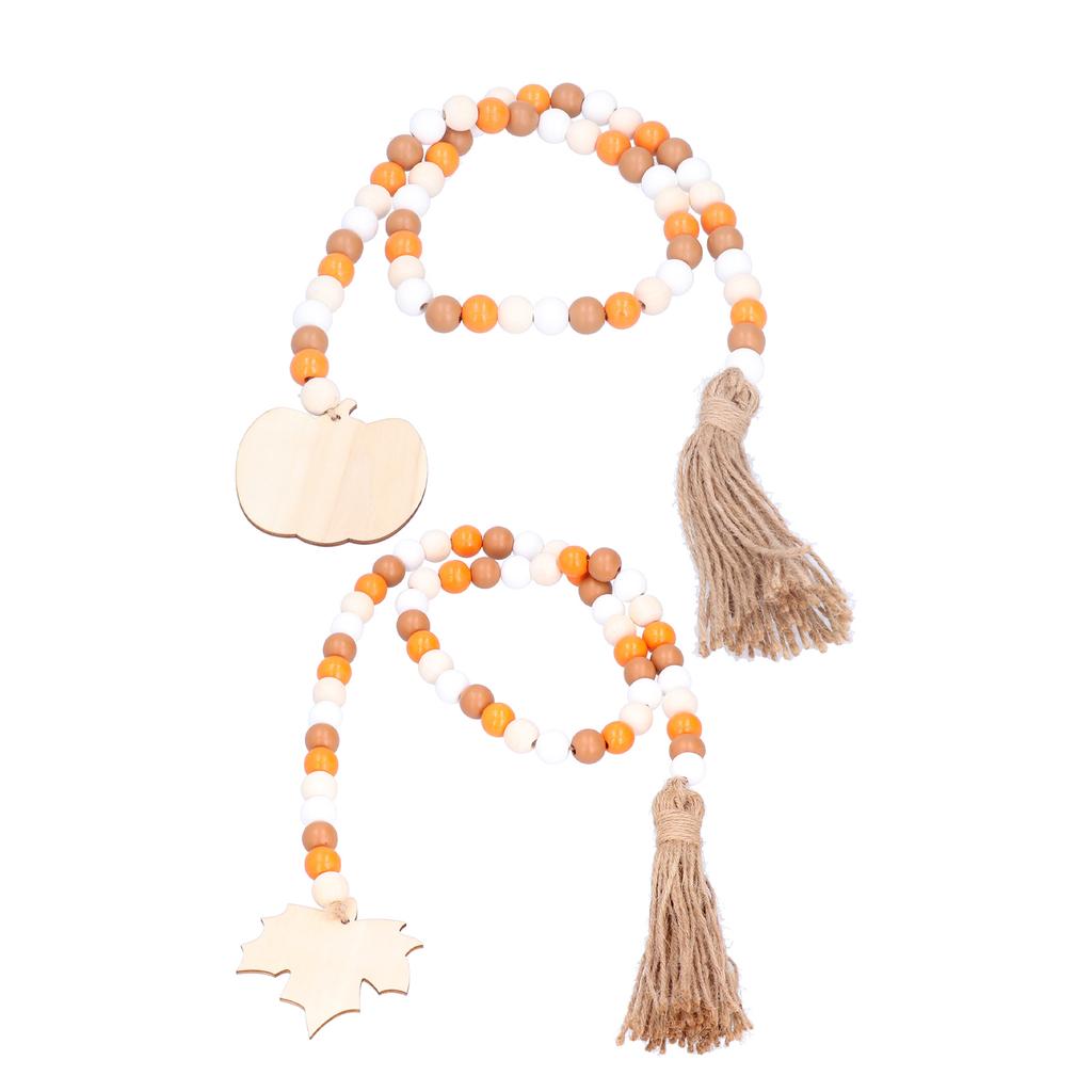 Wood Bead Garland with Tassels Wooden Rustic Bead Ornament for Home Decoration and Festival Decorati