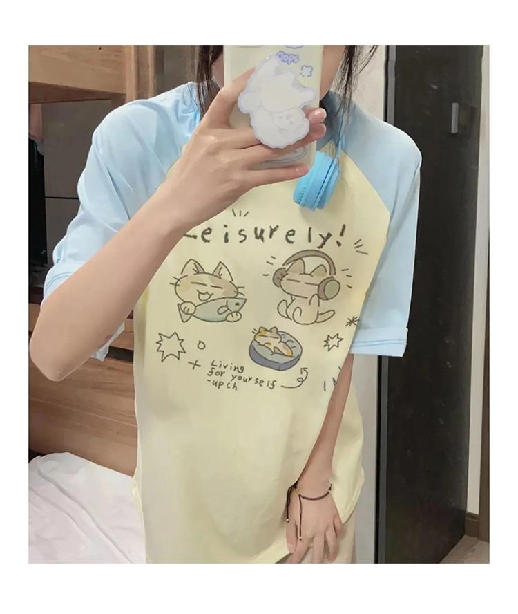 Cute Cartoon Printed Pure Cotton T-Shirt for Girls