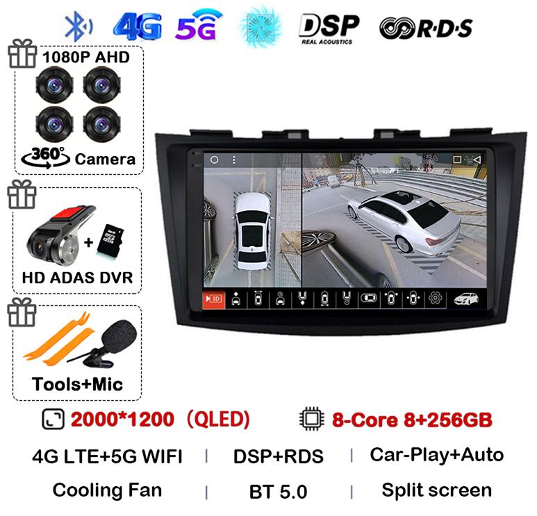 Android 14 Carplay Автомагнитола Для Suzuki Swift 4 2011 2012 2013 2014 2015 2016 Мультимедийный Видеоплеер Аудио GPS Стерео WIFI