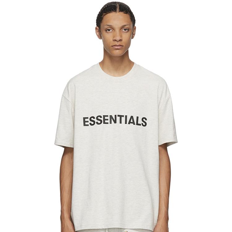 Fear of God Essentials SS20 3D Силиконовая Аппликация Свободная Футболка Мужские Топы Овсяный FOG-SS20-288