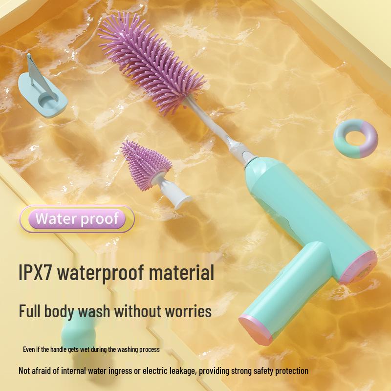 Долговечная электрическая щетка для чистки детских бутылочек с щетиной из пищевого материала для мощной и эффективной очистки - незаменимая вещь для мам и малышей.