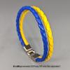 Браслет из плетеной кожи с украинским флагом: Сине-желтый браслет-бангл с цветовыми блоками и застежкой.