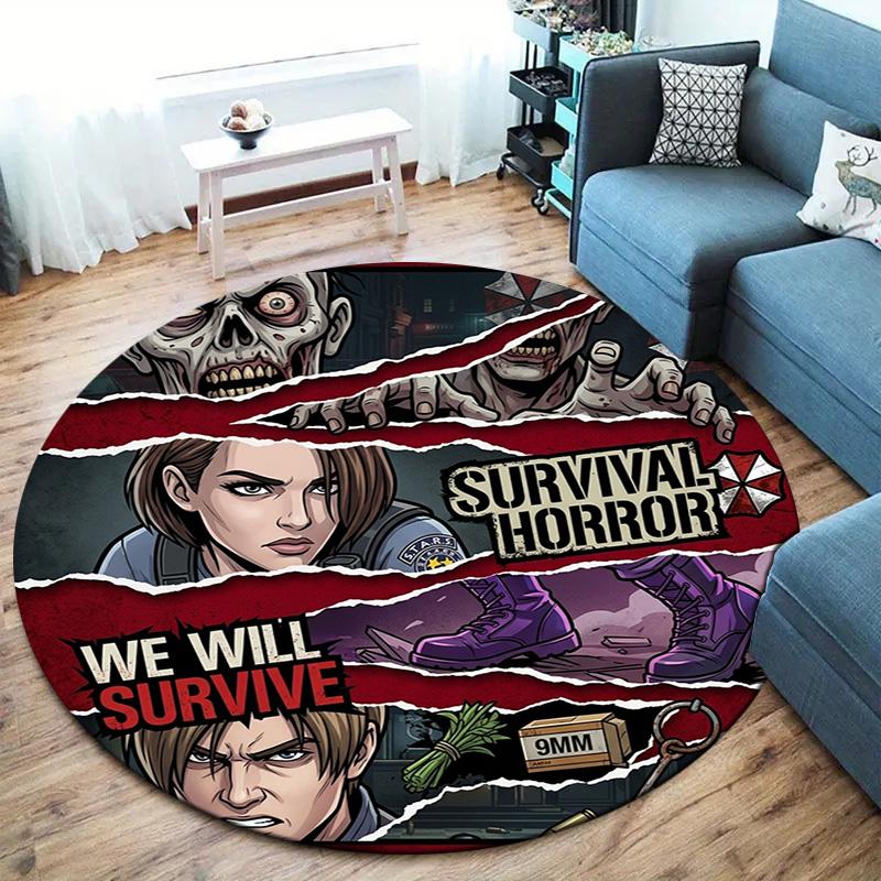 Resident Evil Round Area Rug Carpet Rug For Living Room Bedroom Sofa Playroom Decor Nonslip Floor Mat