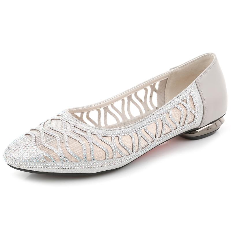 Туфли из натуральной кожи на плоской подошве, весна-лето, новые сетчатые одинарные туфли с полым носком, женские туфли с мягкой поверхностью и неглубоким носком, цена 35-43 евро