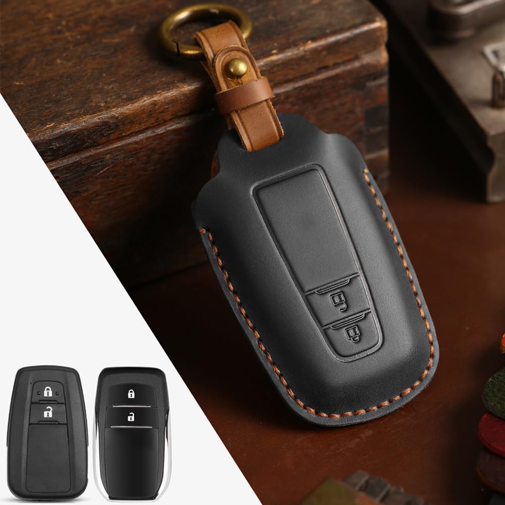 Kinotaka Genuine Leather Smart Key Case for New RAV4 Prius 50 Crown 220 Land Cruiser Prado Late New Corolla Key Cover Toyota, CH-R, Series, Camry,