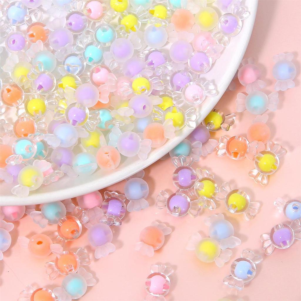 17x9mm 50pcs Acrylic Plastic Candy Shape Beads for DIY Jewelry Craft Making