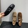 Cowhide Version Brown Retro Square Head Mary Jane Shoes Women's 2025 New Korean Version French Shallow Mouth Single Shoes Women's Shoes