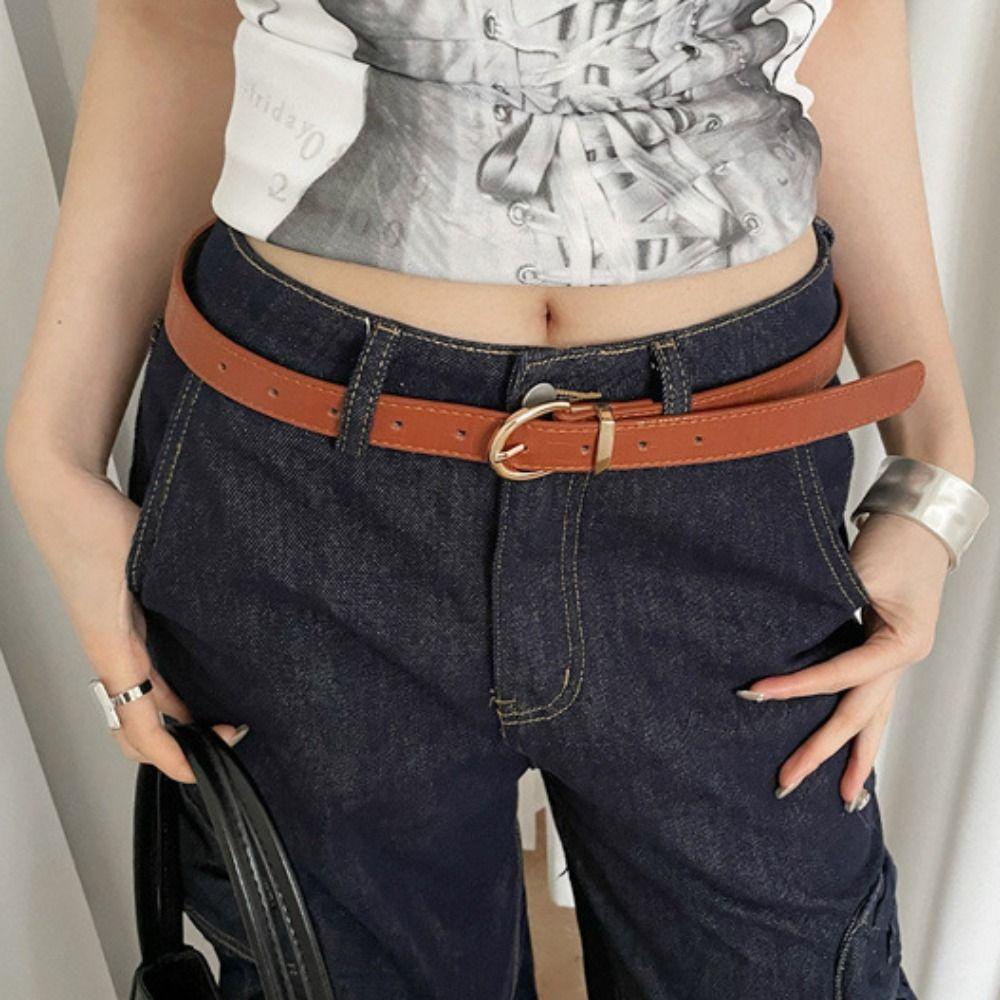 PU Leather Women's Belt Luxury Jeans Pants Belt Simple Y2k Waist Belt Spicy Girls