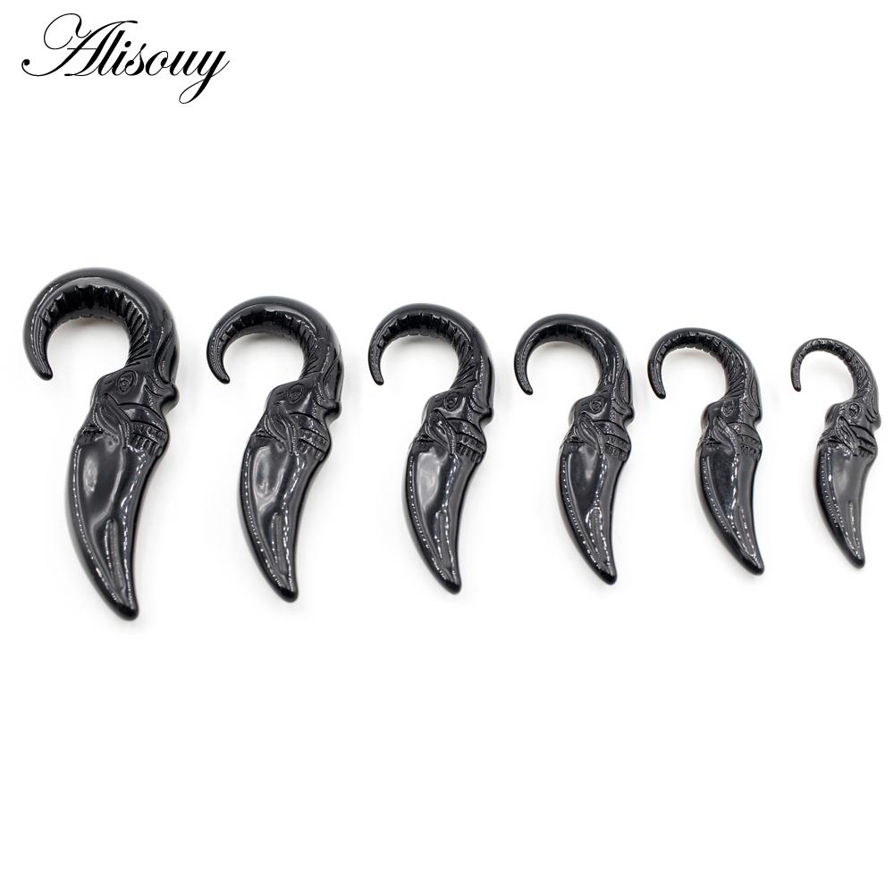 Alisouy 2 шт. 2-8 мм нож черные акриловые спиральные затычки для ушей носилки расширитель туннели конусы калибры серьги украшения для пирсинга