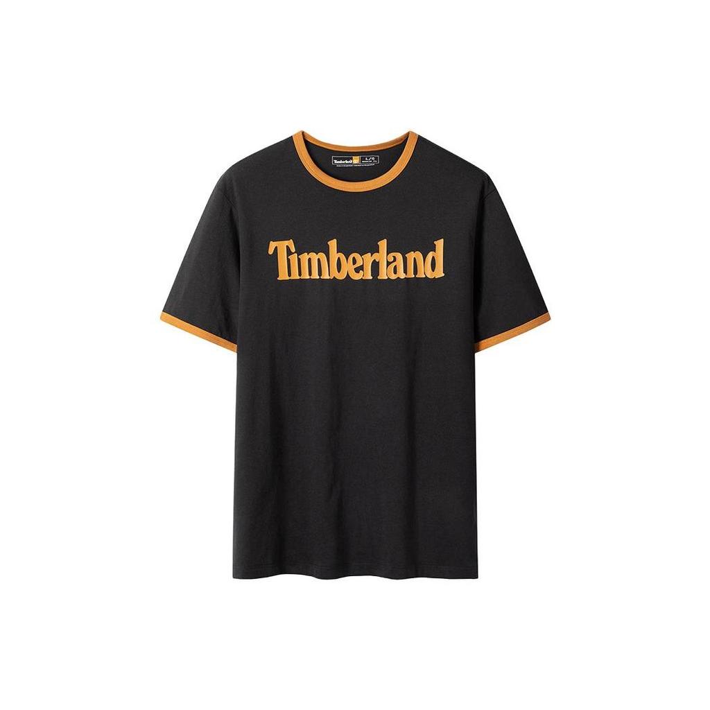 Timberland Letter Print Round Neck Outdoor Casual Short Sleeve T-Shirt Men Tops Black A6RKS-P56