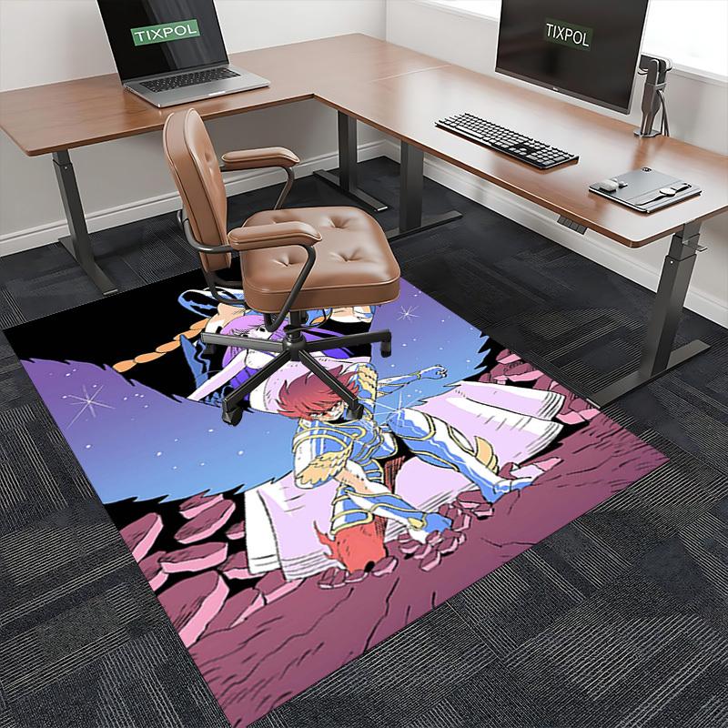 1pc Anime Cartoon Design Office Chair Mat - Saint Seiya Theme, Non-Slip Carpet for Home Decor, Suitable for All Seasons, Perfect Gift Idea.T007