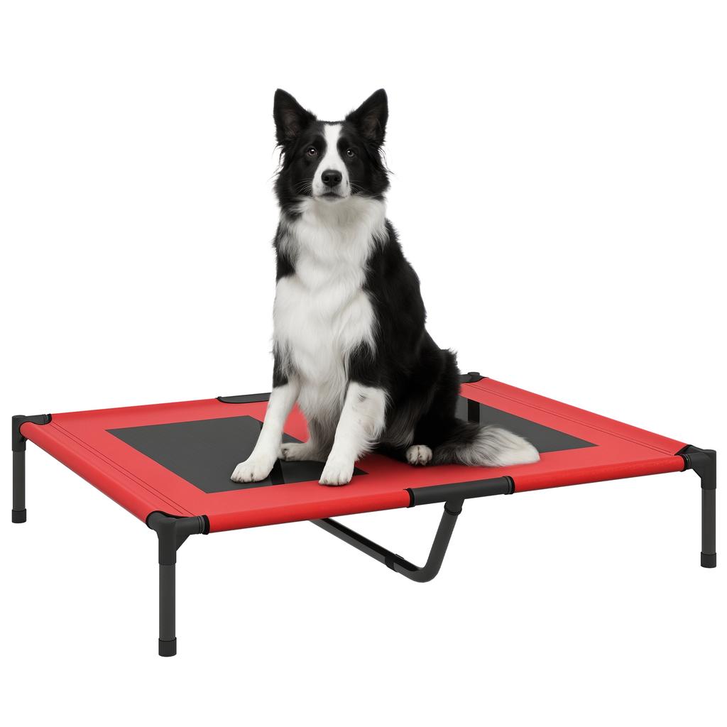 Dog Bed Dog Lounger Robust Elevated And Weatherproof Up To 50 Kg 92x76x18cm Red
