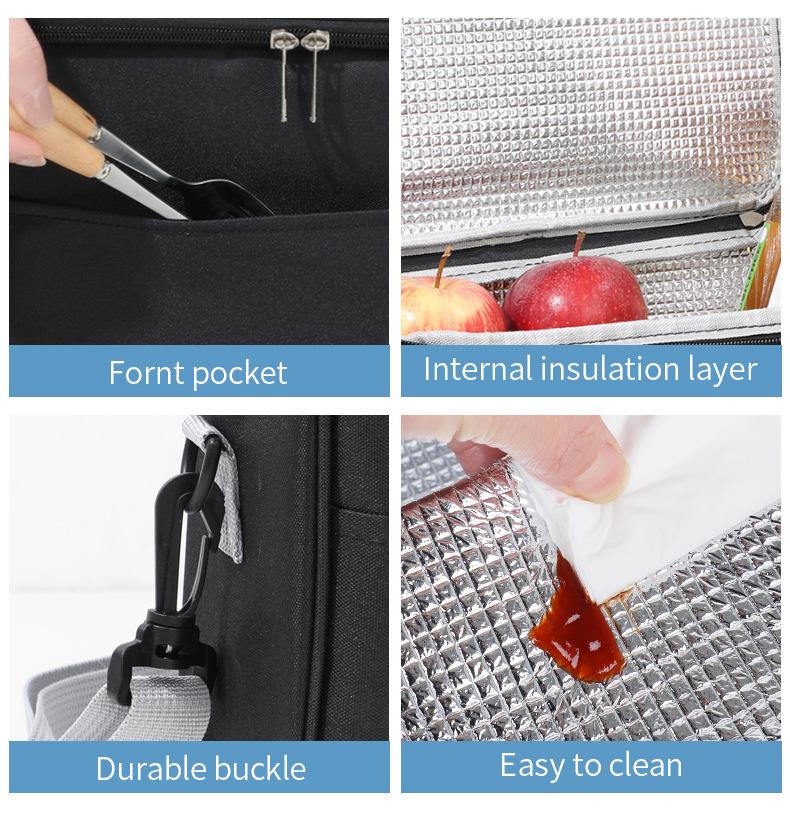 Изолированная сумка для ланча бенто большой вместимости - Водонепроницаемая, толстая, подкладка из алюминиевой фольги для пикников