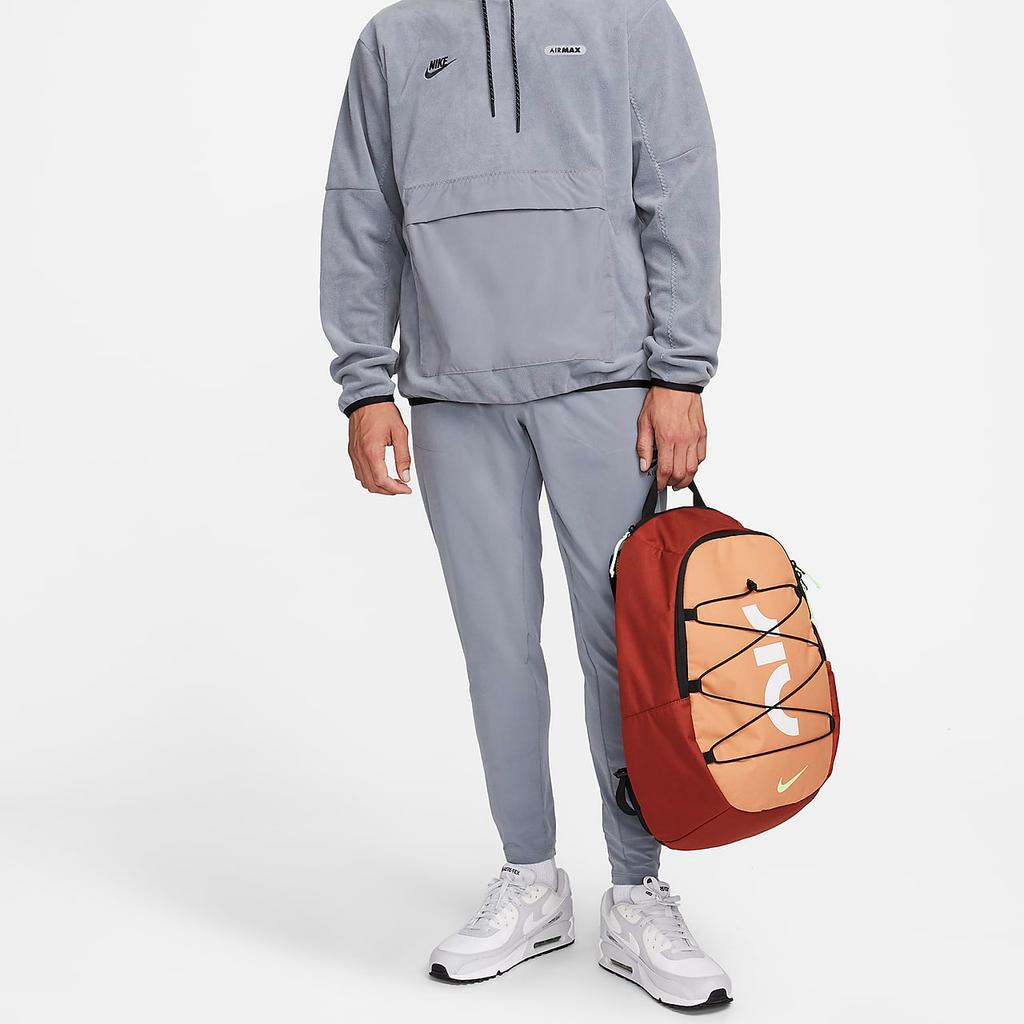 Nike Тканевый рюкзак обычный унисекс темно-оранжевый и янтарно-коричневый и взрывно-зеленый желтый легкий повседневный DV6246-832