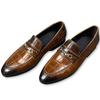 Fashion Men's Genuine Leather Loafers|Crocodile-Print Slip-On Shoes for Men|Pointed Toe Fashion Footwear|Comfortable Men's Dress Shoes